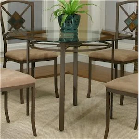 Round Metal Table w/ Glass Top